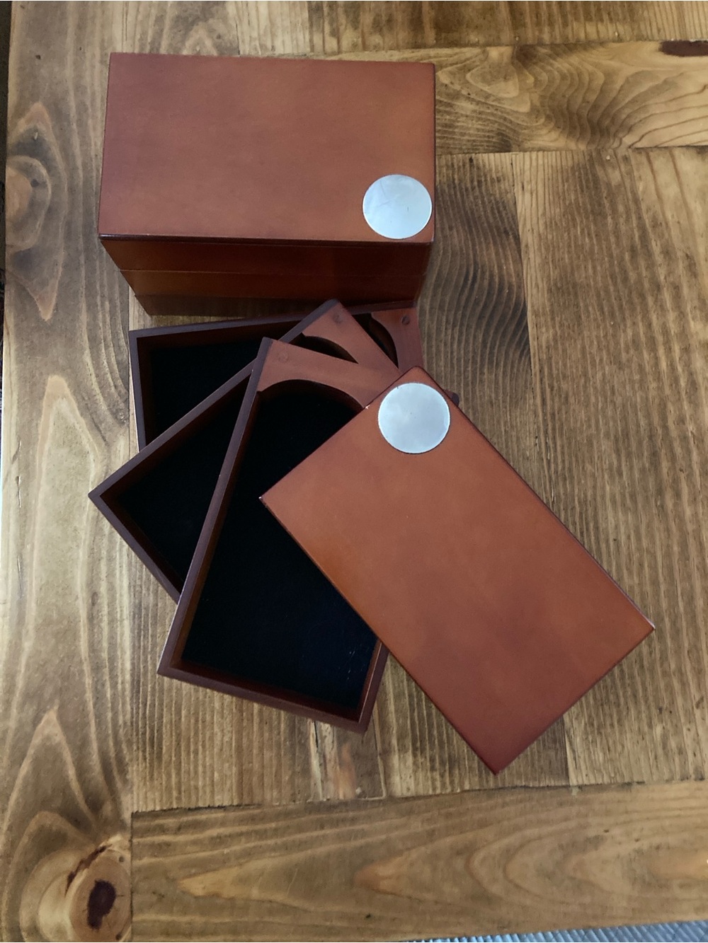 Set Of Wooden Three Tier Jewelry Boxes